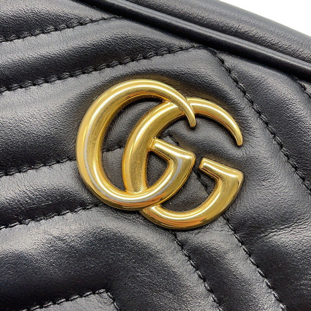 Gucci Chain Shoulder Bag GG Marmont Leather 634785 GUCCI Handbag Black Women's - Picture 10 of 15